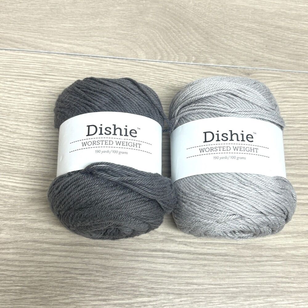 Dishie Knit Picks Lot Of 2 Worsted Weight Cotton Yarn 190yds 100 gram Gray New